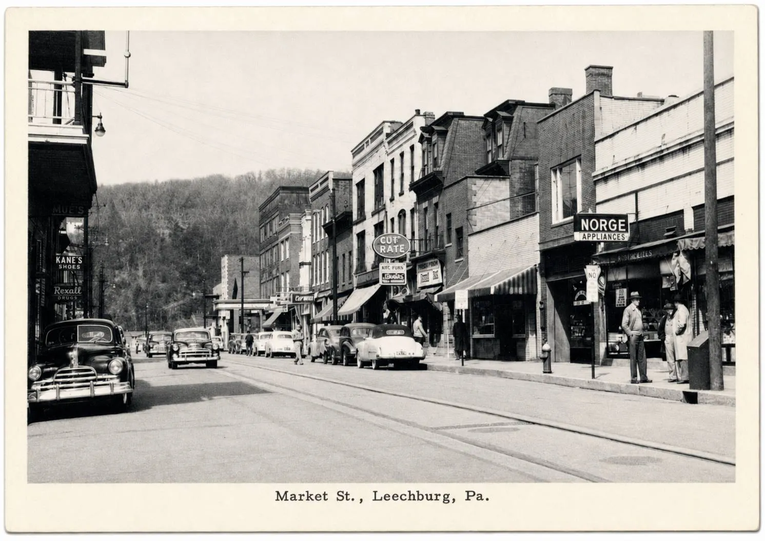 Leechburg Market Street in the 1950's; retouched