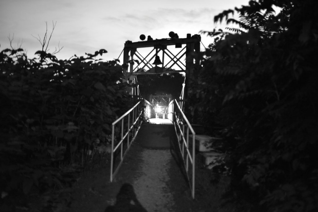 The Leechburg Walking Bridge at night.